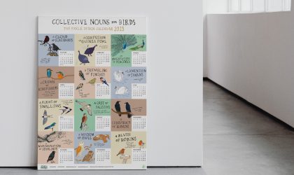2023 poster calendar illustrated collective nouns for birds