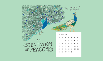 Download our calendar artwork featuring collective nouns for birds