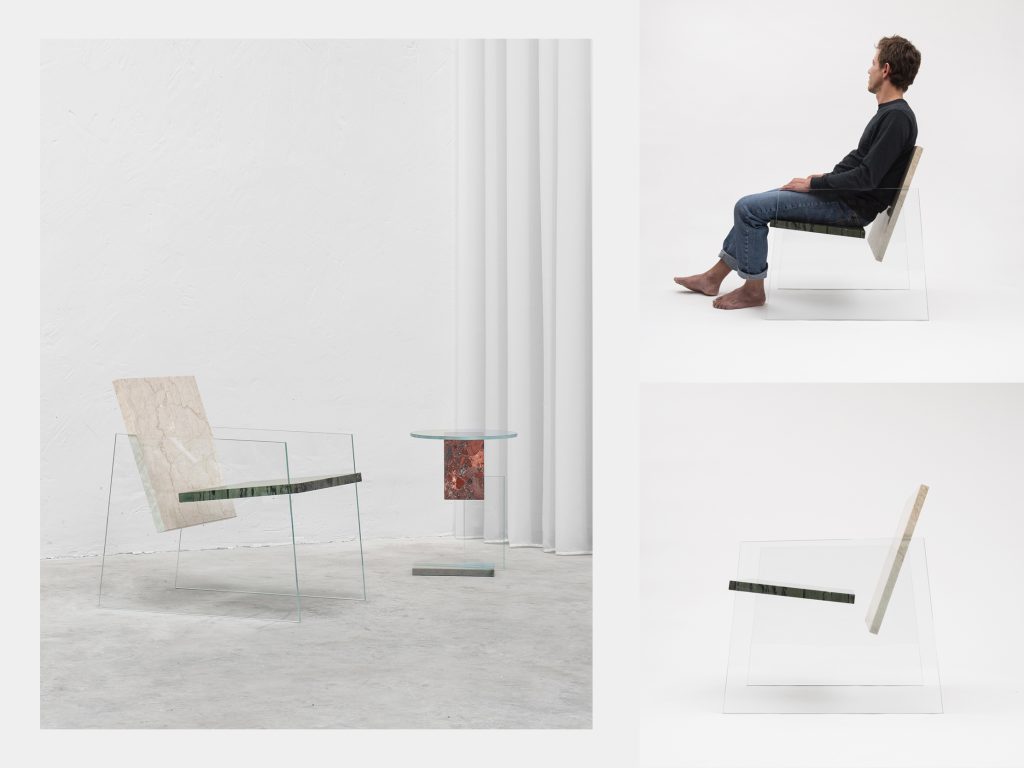 Glass and marble chair defies logic 