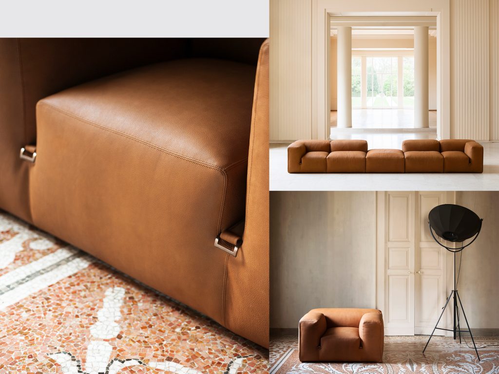 Sinkable leather modular sofa 
