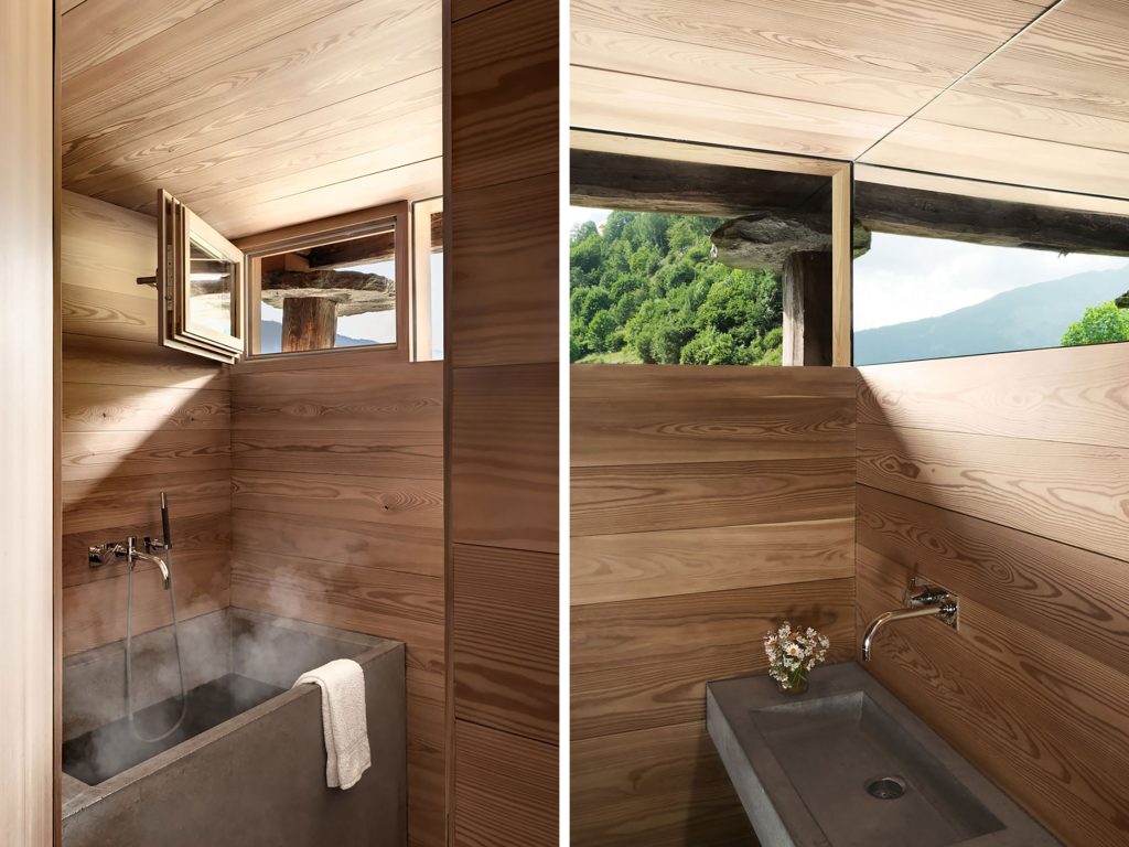 Bathroom in a tiny Swiss cabin