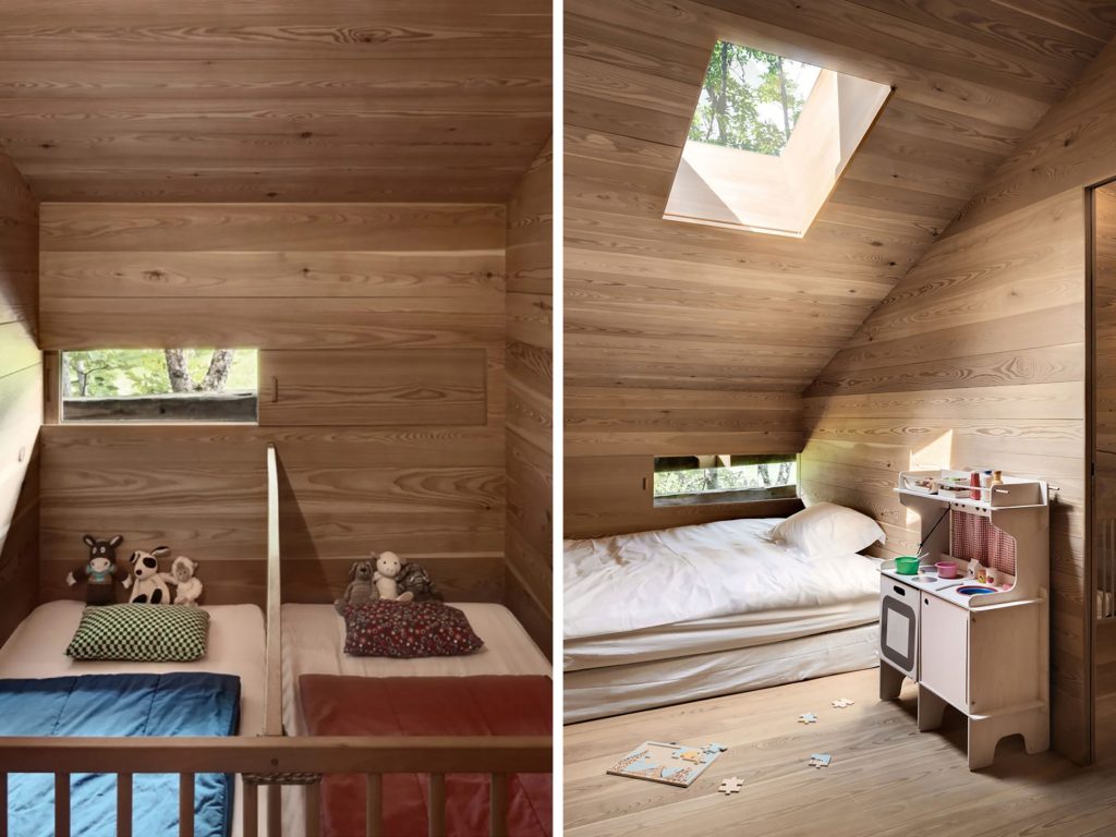 Cute bedrooms in a Swiss cabin