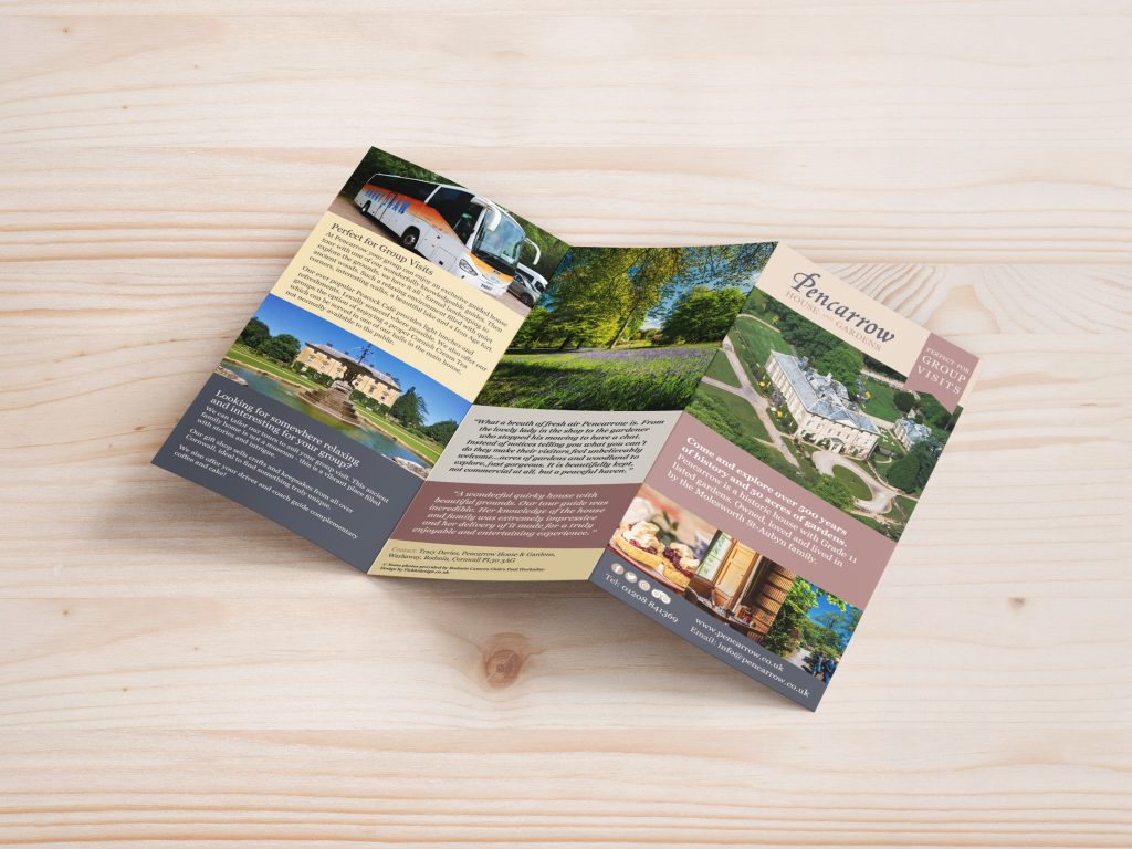 Tourist leaflet design for Pencarrow House and Gardens 