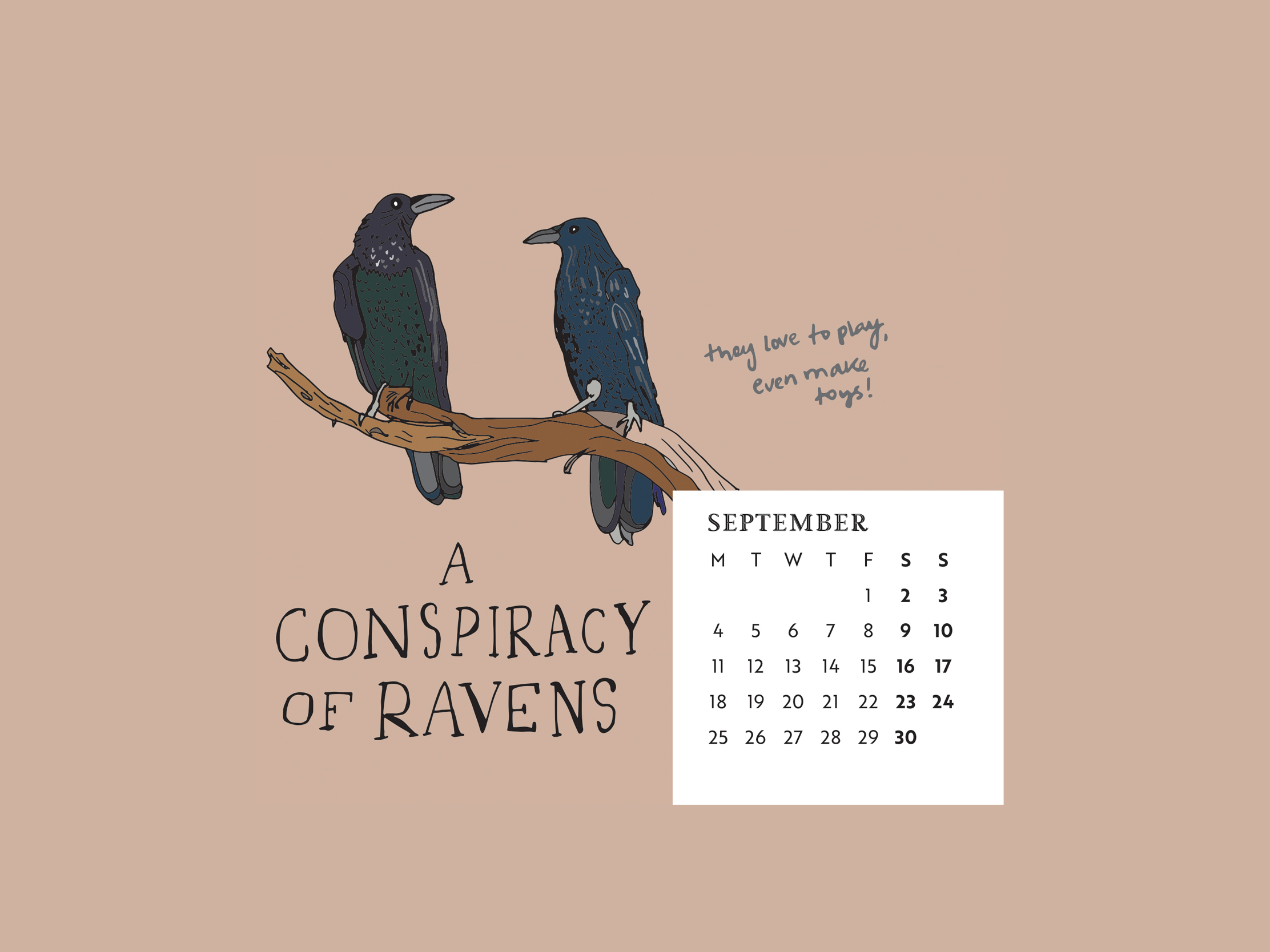 Download our calendar artwork featuring collective nouns for birds