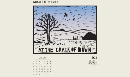 Download our calendar artwork featuring the times of the day in lino-cut style