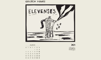 Download our calendar artwork featuring the times of the day in lino-cut style