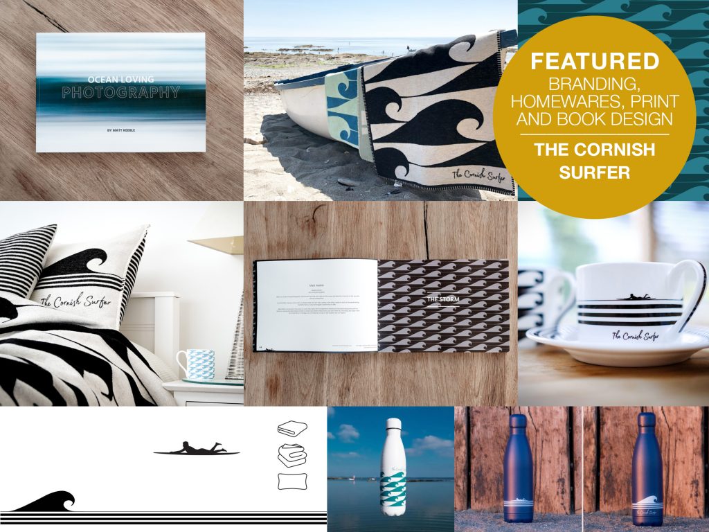 Branding, book design, merchandise, product design for The Cornish Surfer