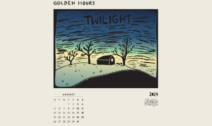 Download our calendar artwork featuring the times of the day in lino-cut style