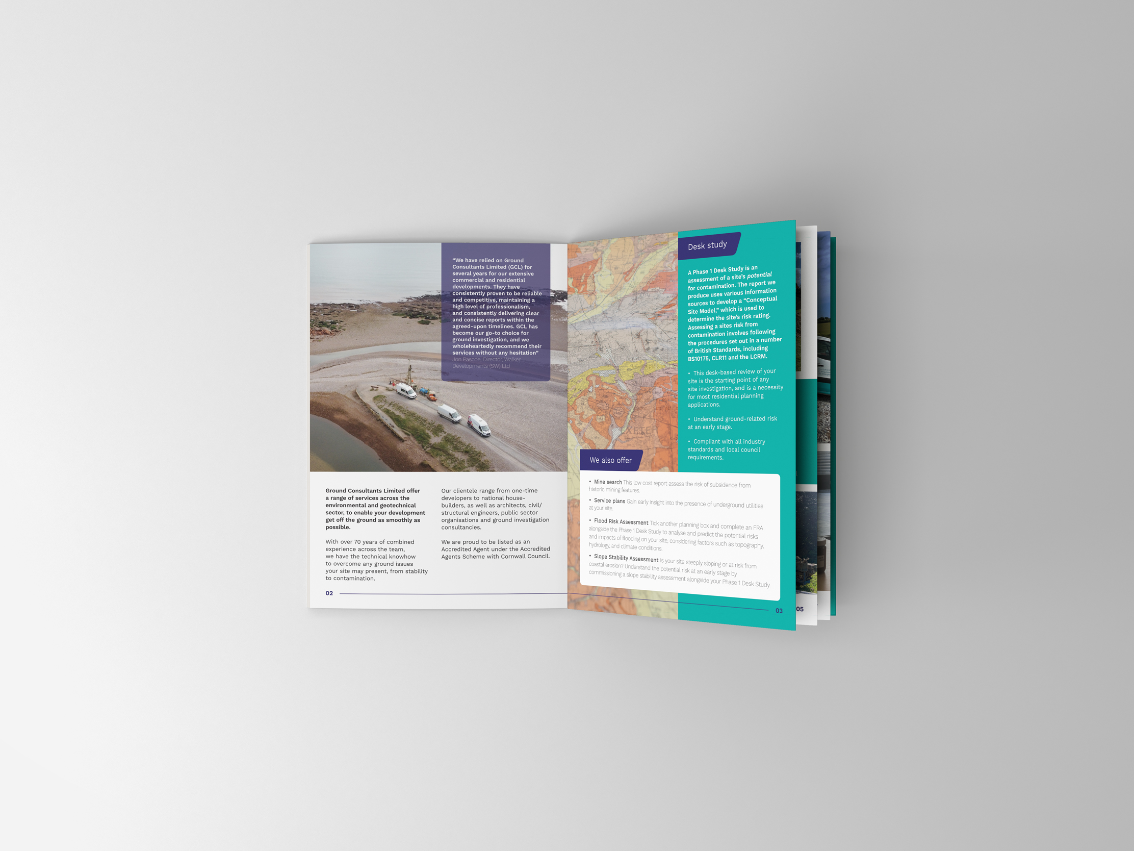 Brochure design and print for Wadebridge based Ground Consultants Limited