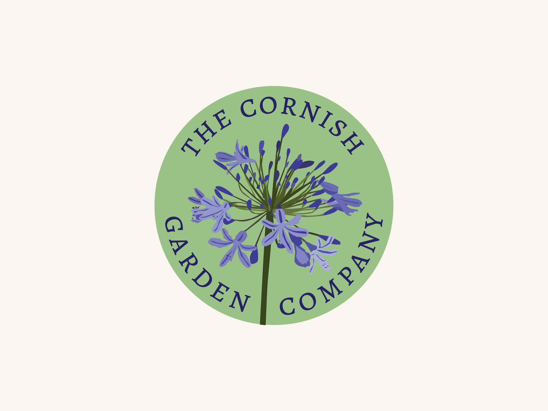 Circular, floral logo design for The Cornish Garden Company, Wadebridge, Cornwall