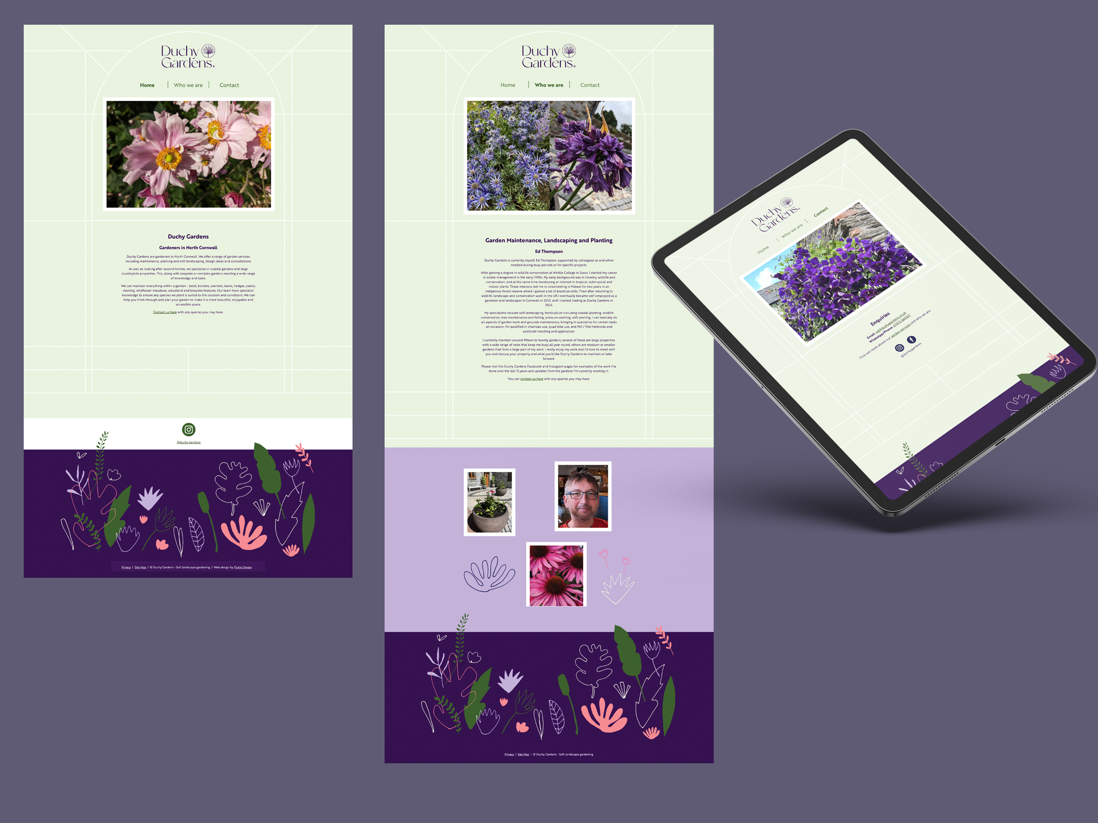 Mobile friendly website design for the Duchy Gardens, Wadebridge, Cornwall