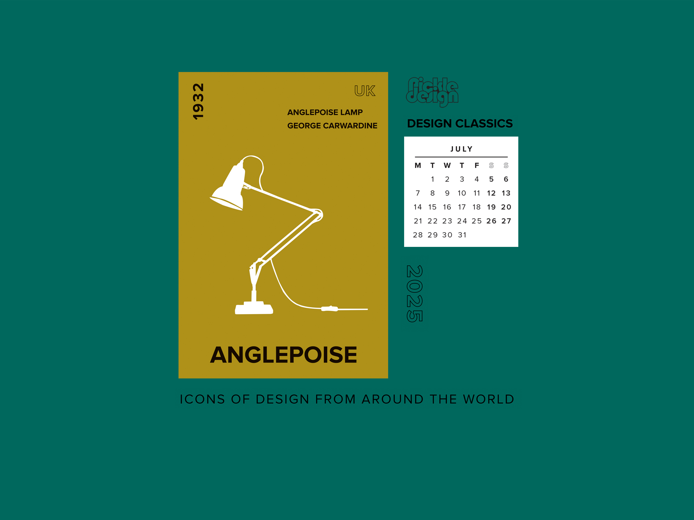 Download our July calendar featuring the design classic that is the Anglepoise Lamp