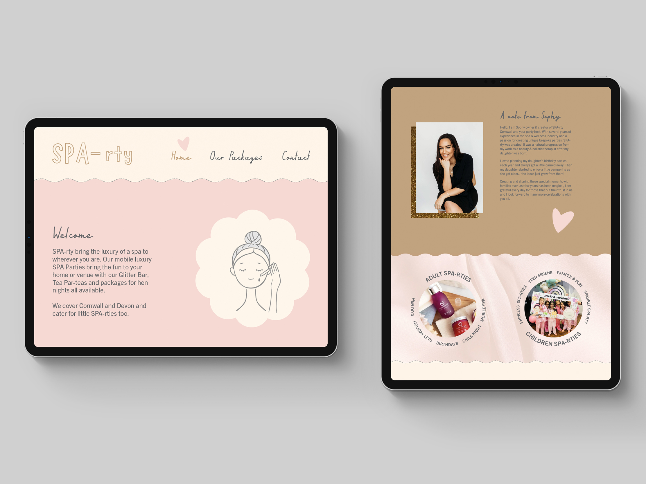 Responsive web design for SPA-rty Cornwall luxury spa parties