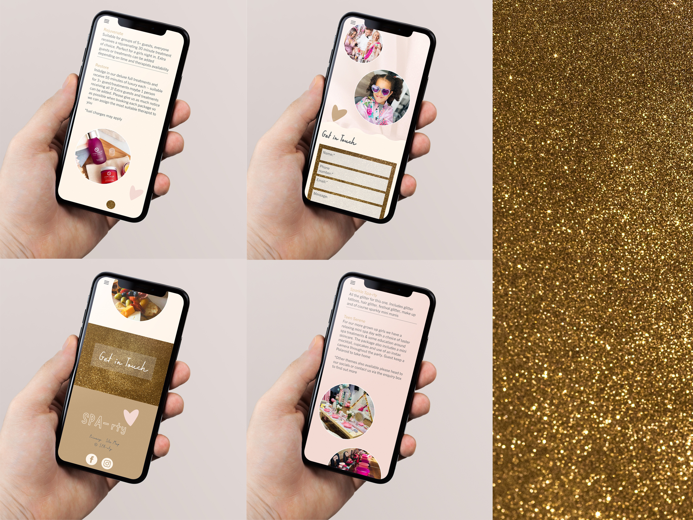 Mobile friendly website design for SPA-rty Cornwall luxury spa parties