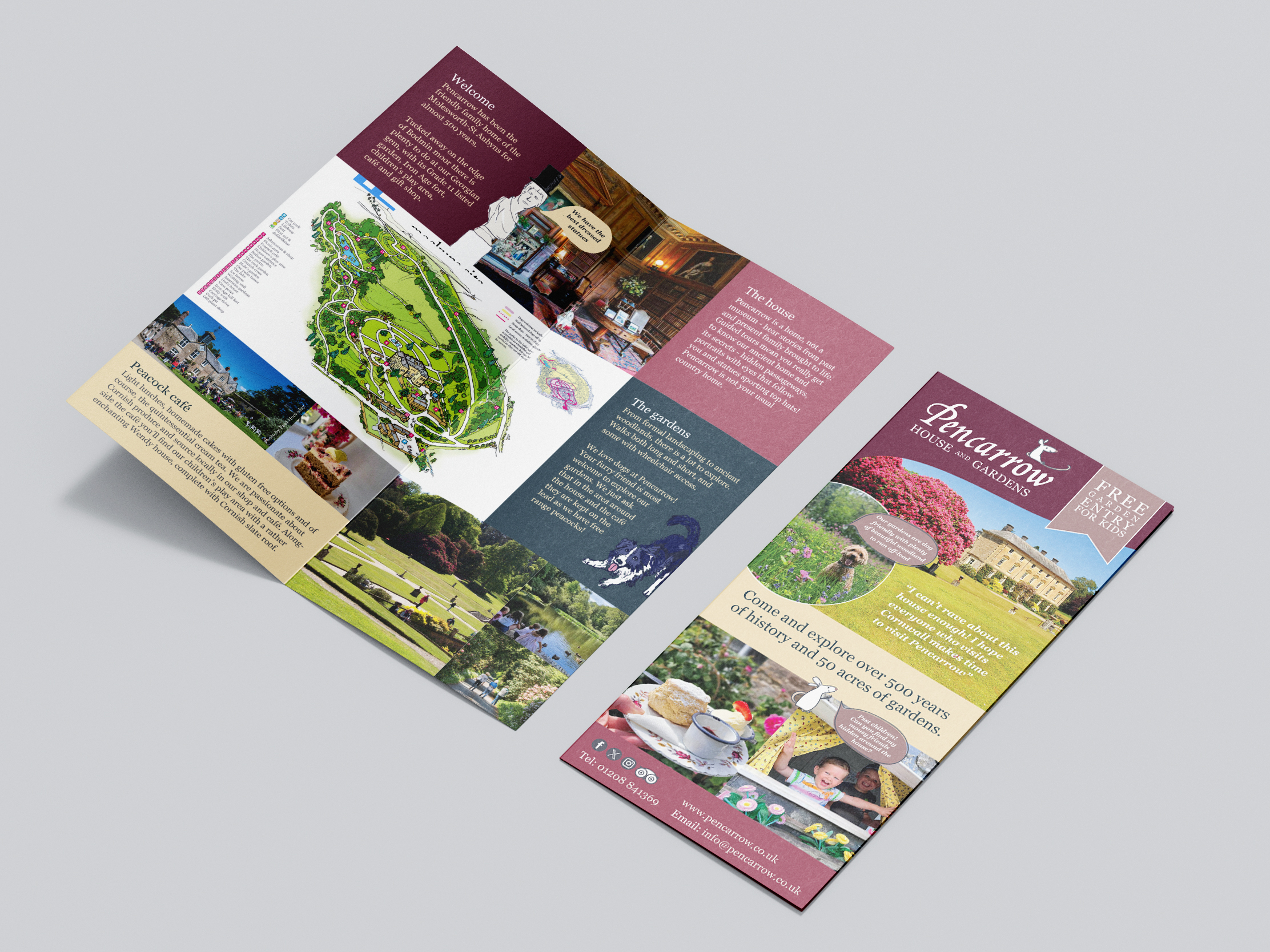 Interior layout of the visitor guide featuring a map of the gardens and historical information.