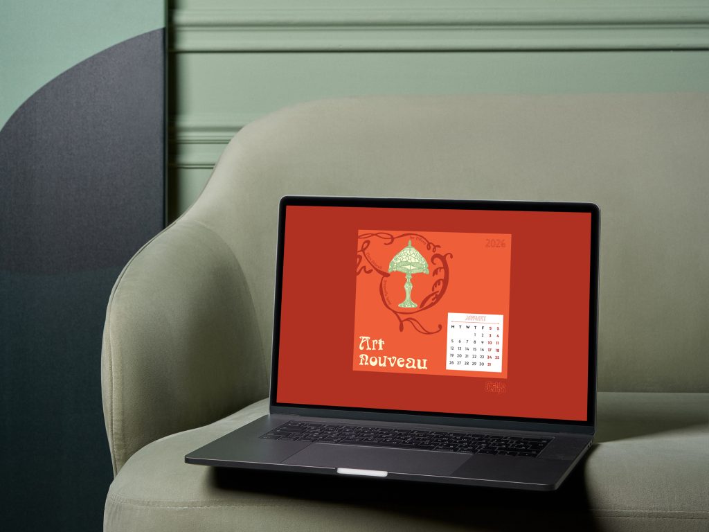 Download our Art Nouveau illustration from our calendar of the Dragonfly Tiffany Lamp