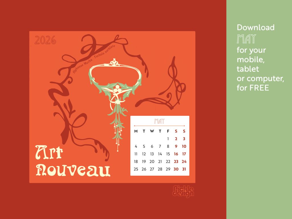 Art-Nouveau-wall-planner-May-Mucha-Fucshia-Necklace