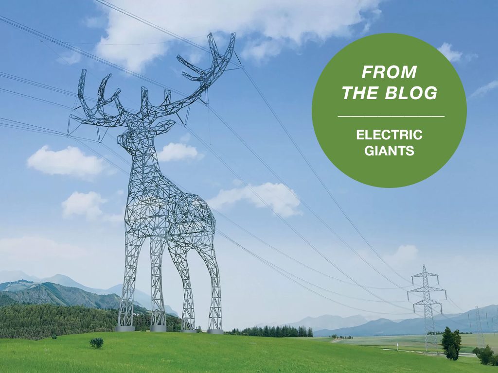 Electric Giants electricity pylons shaped like animals 