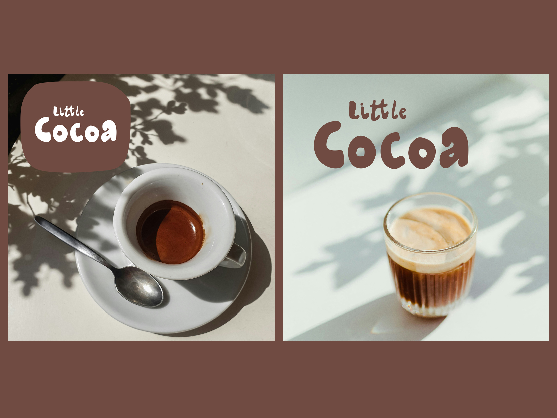 Cocoa social media graphics using coffee photography and the new brand identity